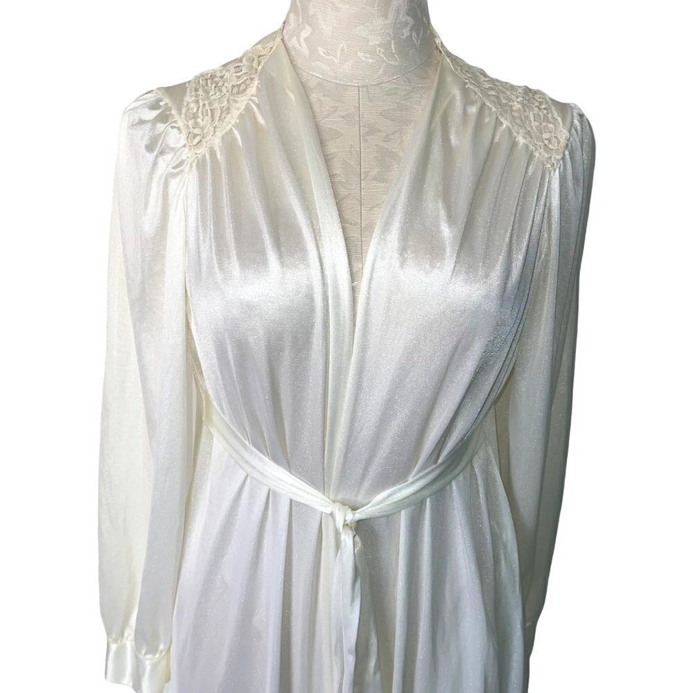 Fantasy Nightwear By Janice Lee Womens Robe Size Medium M Vintage Nylon Lace - Picture 7 of 12